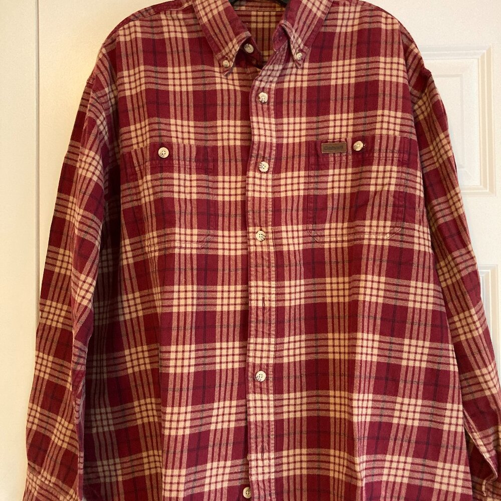 Carhartt Red Plaid thick Flannel Shirt Men's size XL. Button down collar.